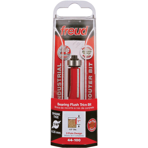 Freud 1/2 In. x 1 In. 3-Cutter Flush Trim Router Bit 44-100