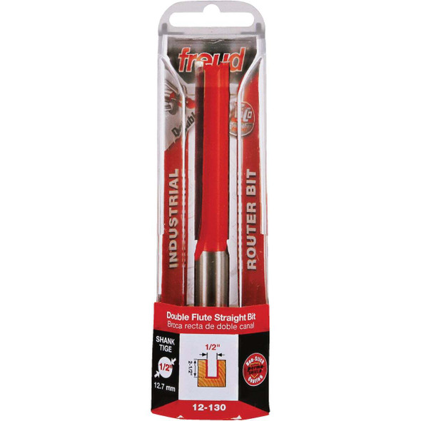 Freud 1/2 In. x 2-1/2 In. Double Flute Eclipse Grind Straight Router Bit 12-130