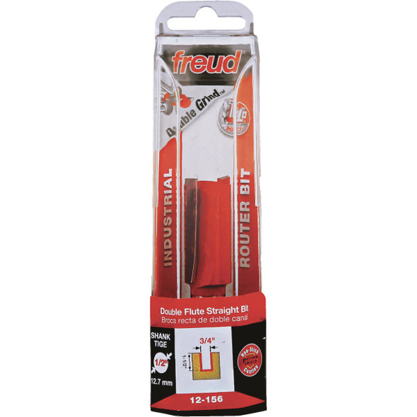 Freud 3/4 In. x 1-1/2 In. Double Flute Eclipse Grind Straight Router Bit 12-156