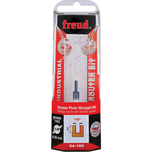 Freud 1/8 In. x 3/8 In. Double Flute Straight Router Bit 04-100