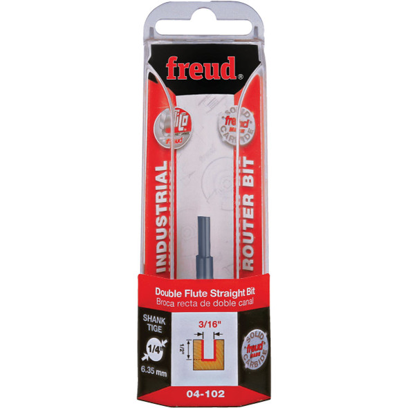 Freud 3/16 In. x 1/2 In. Double Flute Straight Router Bit 04-102