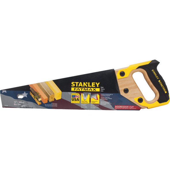 Stanley FatMax 15 In. L. Blade 10 PPI Wood, Rubberized Grip Handle Hand Saw 20-045 395498