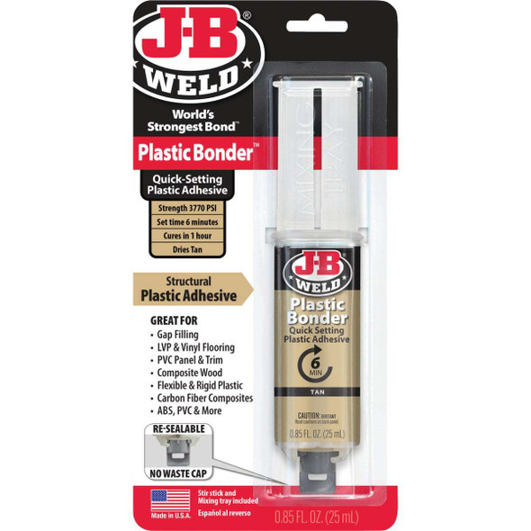 J-B Weld 0.85 Oz. Plastic Bonder Epoxy Syringe, Tan 50133