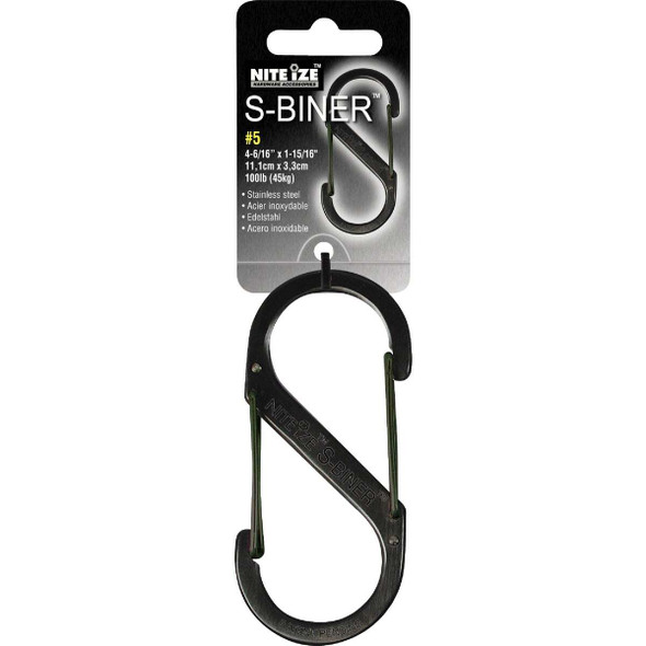Nite Ize S-Biner Size 5 100 Lb. Capacity Black S-Clip Key Ring SB5-03-01