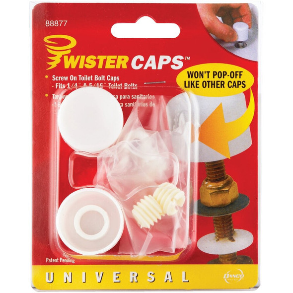 Danco Twister White Plastic Screw-On Toilet Bolt Caps (2-Ct.) 88877 456759