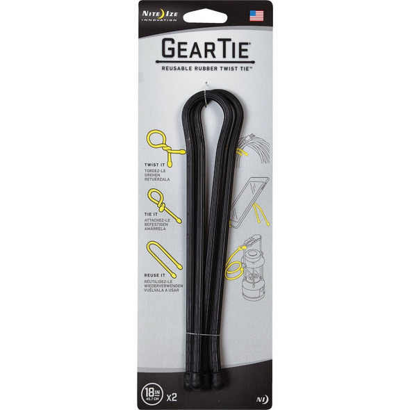 Gear Tie 18 In. Reusable Rubber Twist Tie - Black (2-Pack) GT18-01-2R3 239165