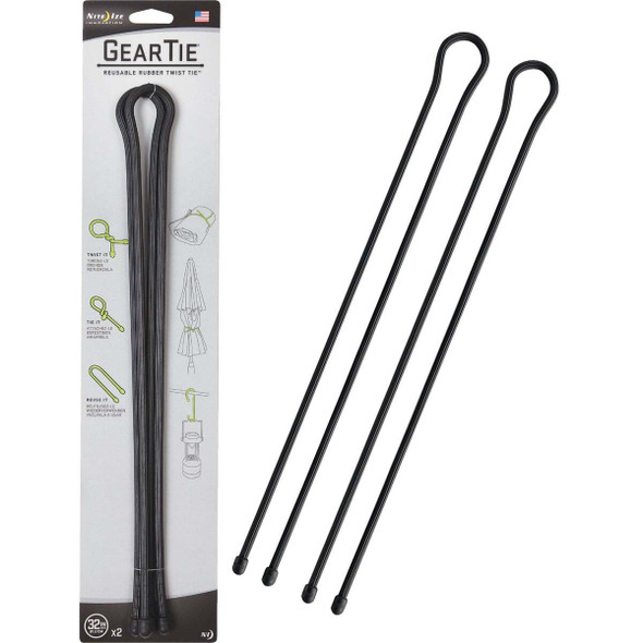 Gear Tie 32 In. Reusable Rubber Twist Tie - Black (2-Pack) GT32-01-2R3