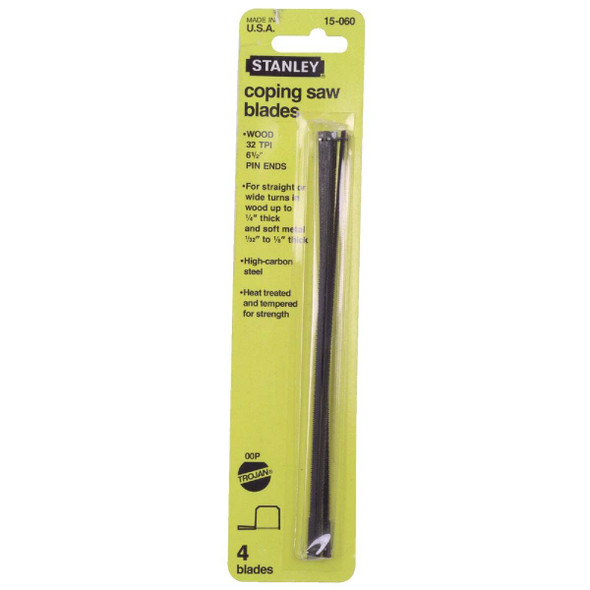 Stanley 6-1/2 In. 15 TPI Coping Saw Blade (4-Pack) 15-061