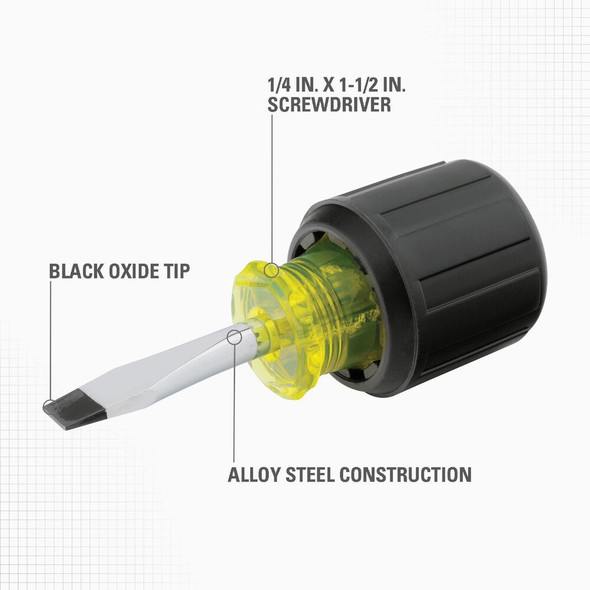 Stanley 1-4 In. x 1-1-2 In. Stubby Vinyl Grip Slotted Screwdriver 66-088 356921