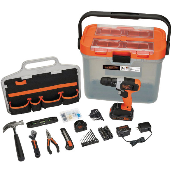 Black & Decker 20V MAX Cordless Drill/Driver & Project Kit (63-Piece) BCKSB62C1