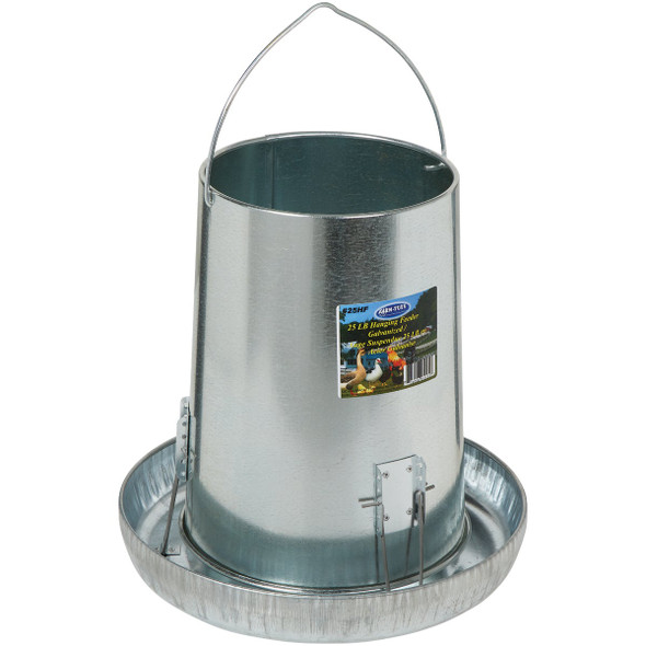 Farm-Tuff 25 Lb. Capacity Hanging Galvanized Steel Poultry Feeder 25HF