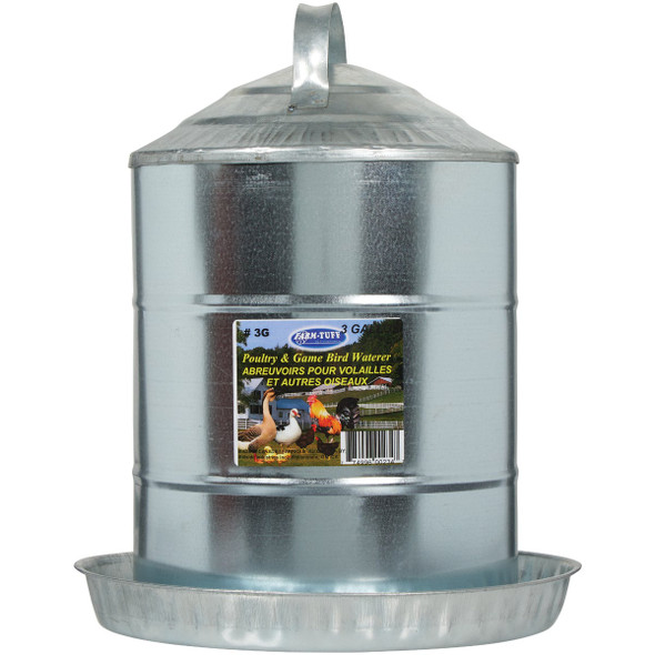 Farm-Tuff 3 Gal. Galvanized Poultry Fountain 3G 752897