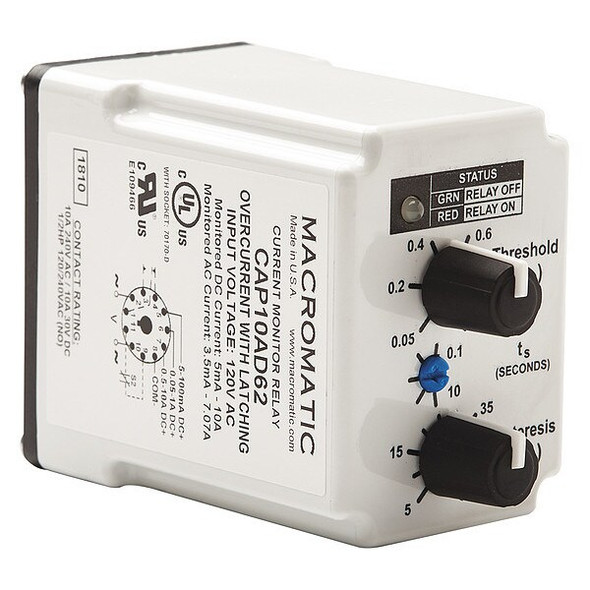 Macromatic Current Sensor Relay, 10A, 24VAC, 11Pins CAP10AD68