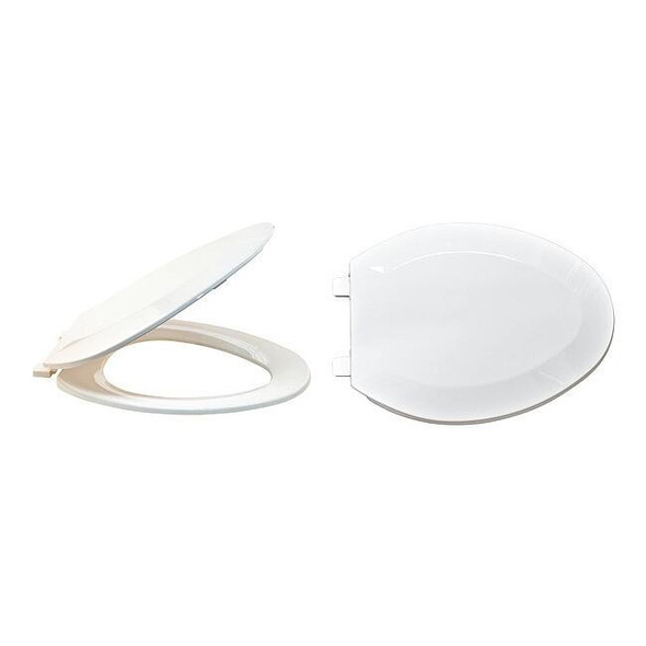 Toilet Seat With Cover, Self-Sustaining Hinge, Elongated, White