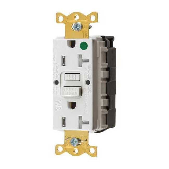 Hubbell Wiring Device-Kellems GFCIReceptacle,20A,125VAC,White,Nylon SNAPGFTW83W