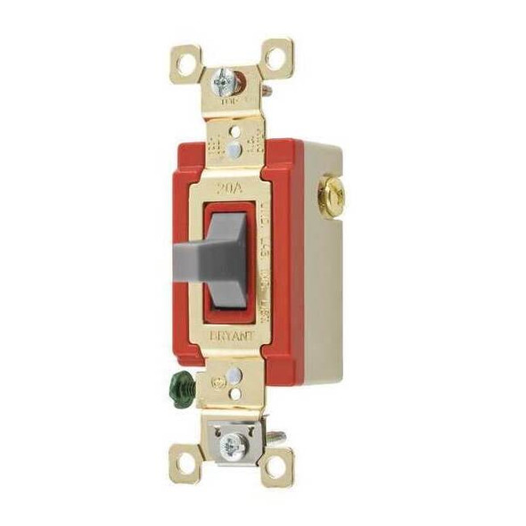 Bryant Wall Switch, 2 hp, Toggle, 20 A, Black 4921GRY