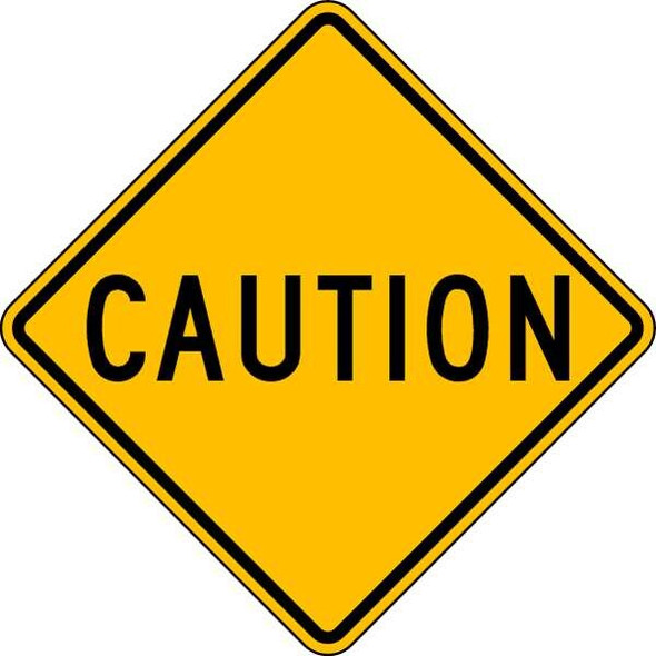 Caution Traffic Sign, 24 in H, 24 in W, Aluminum, Diamond, English, LW9-11B-24HA