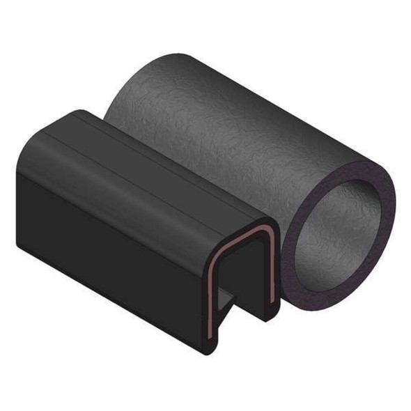 Trim Seal, EPDM, 25 ft Length, 3-8 in Overall Width, Style: Trim with a Top Bulb  5M062B3X1/64A-25