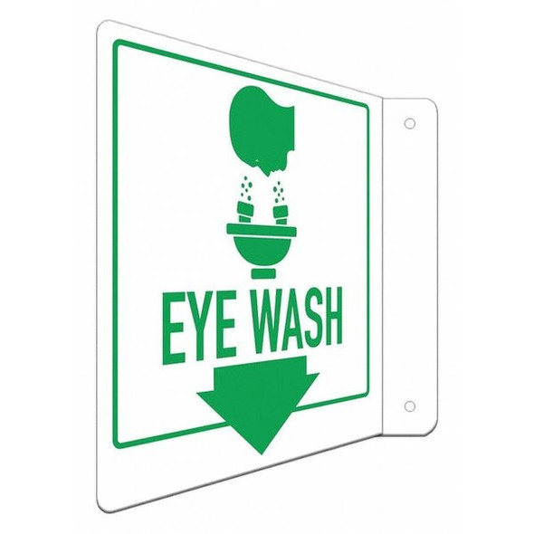 Eye Wash, 8 in W x 8 in H, L-Shape Projection, Aluminum, LCFL-0014-NA_8x8