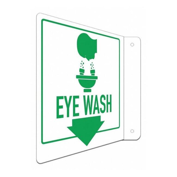 Eye Wash, 8 in W x 8 in H, L-Shape Projection, Aluminum, LCFL-0014-NA_8x8