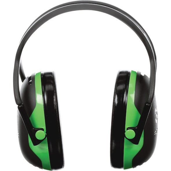Peltor X1 Over-the-Head Ear Muffs, 22 dB NRR, Passive, Electrically Insulated, Black/Green