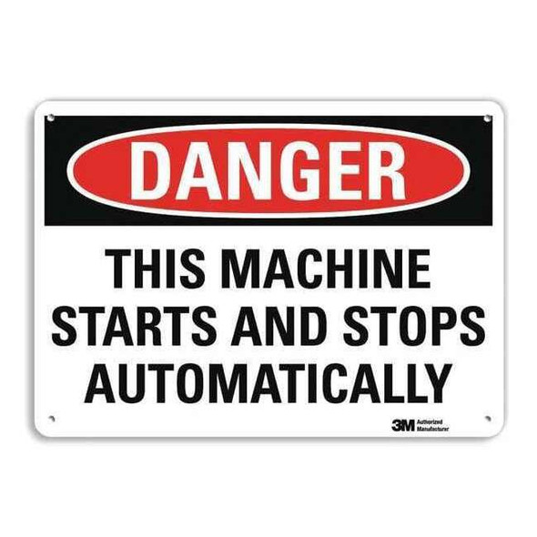 Danger Sign, 10 in Height, 14 in Width, Aluminum, Horizontal Rectangle, English