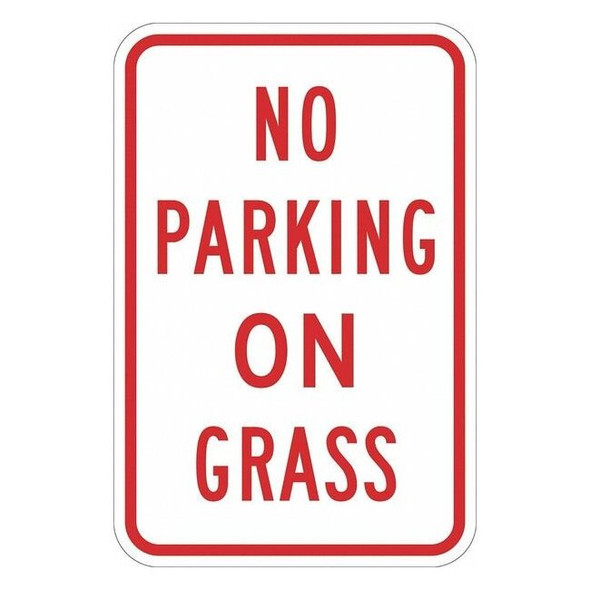 Lyle No Parking On Grass Sign,18" x 12, T1-1152-EG_12x18 T1-1152-EG_12x18