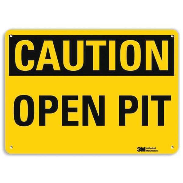 Caution Sign, 10 in Height, 14 in Width, Aluminum, Horizontal Rectangle, English