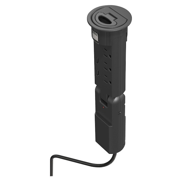Mooreco Outlet Strip, Surge, USB, 4 5-15R, 5-15P, 10 ft., Black 66666