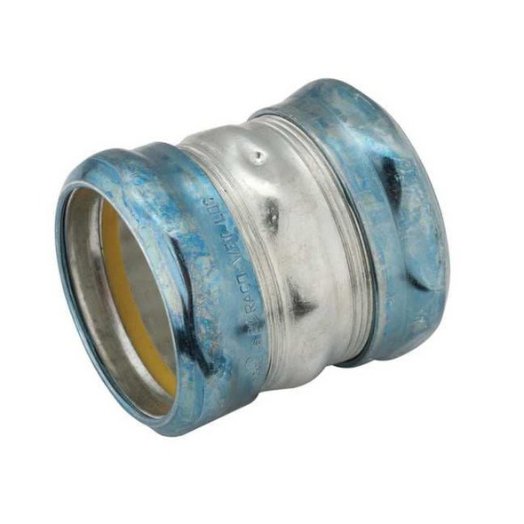 Raco EMT Coupling, 2 in, Compression, Steel, Zinc Plated, Blue; Gray 2928RT