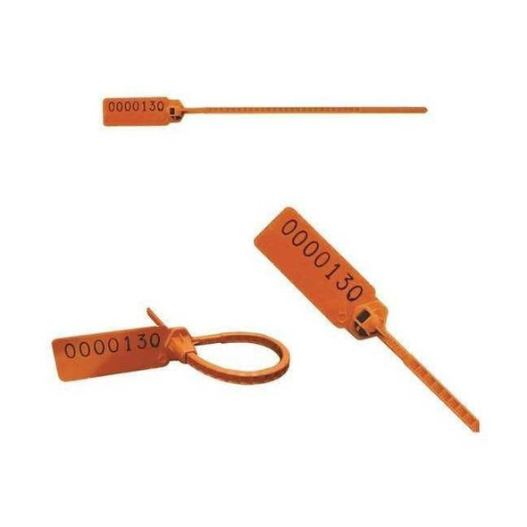 Pull Tight Stamped Seals 5-1/2" x 9/64", Orange, Pk250
