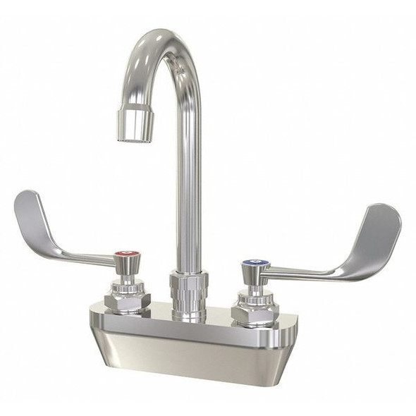 Sani-Lav Manual Gooseneck Service Sink Faucet, 4" Mount, Chrome 2 Hole 27
