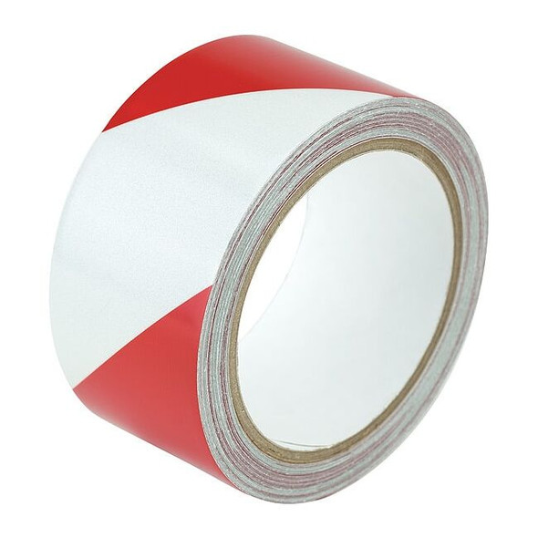 Reflective Safety Tape Vinyl Red/White, 2" W x 10 yd. L, 5.5 mil Thick