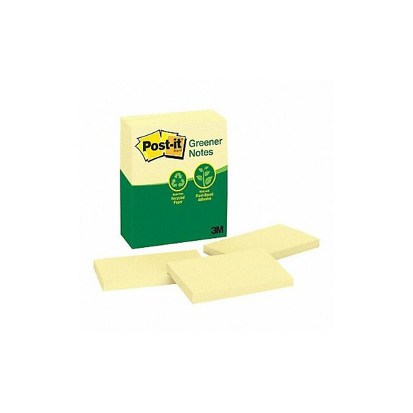 Post-It Recycled Sticky Notes,3x5 In.,YW,PK12 655-RP