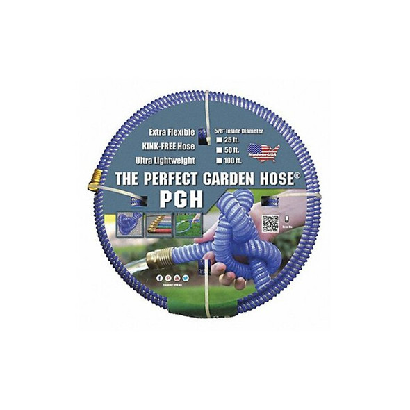 5/8 in ID x 25 ft L Water Hose, Rubber Tube, Blue, Brass x Brass Fitting