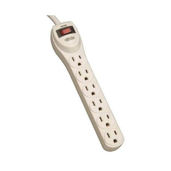 Tripp Lite Outlet Strip, Industrial, 6 5-15R, 5-15P, 4 ft., Light Gray PS6
