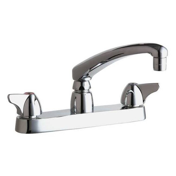 Low Arc Kitchen Faucet, Manual, 8" Mount, 2 Hole Commercial