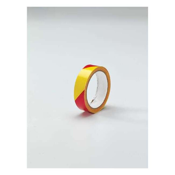 Floor Marking Tape, vinyl, No Legend, Magenta, Yellow, 1 in W., 5 mil Thickness