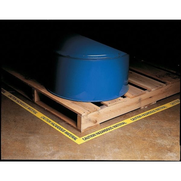 Floor Marking Tape, vinyl, No Legend, Black, Yellow, 2 in W., 5 mil Thickness