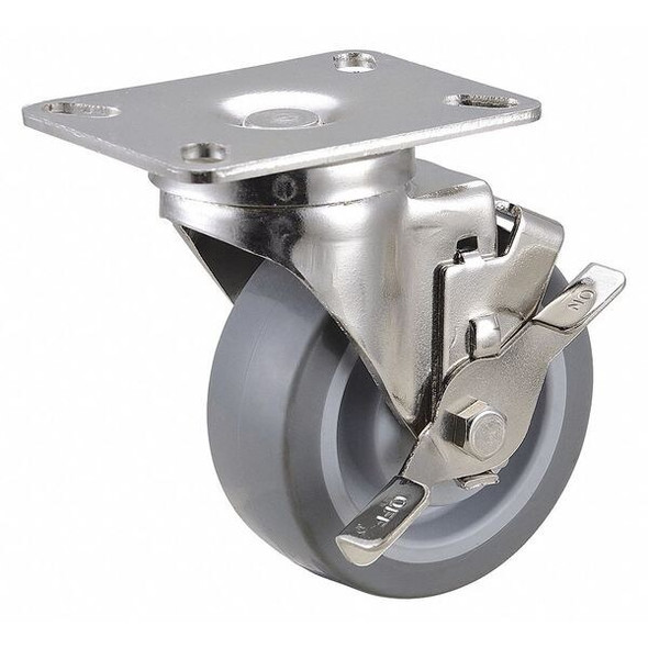 Swivel NSF-Listed Plate Caster w/Brake,275 lb.,NSF-Listed Plate Type A
