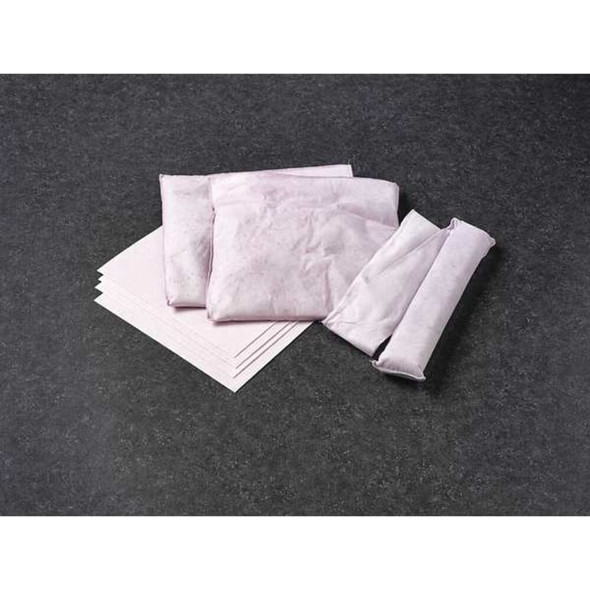 Sorbent Pillow, 2 gal, 12 in x 12 in, Acids, Pink, 4 PK  3WMX8