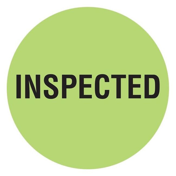 Tapecase Circle Inventory Control Label, Inspected, Green, Pk1000 16U829