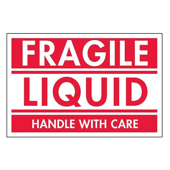 Tapecase 2" x 3" Adhesive Back Shipping Labels, Fragile Liquid, Pk500 16U879