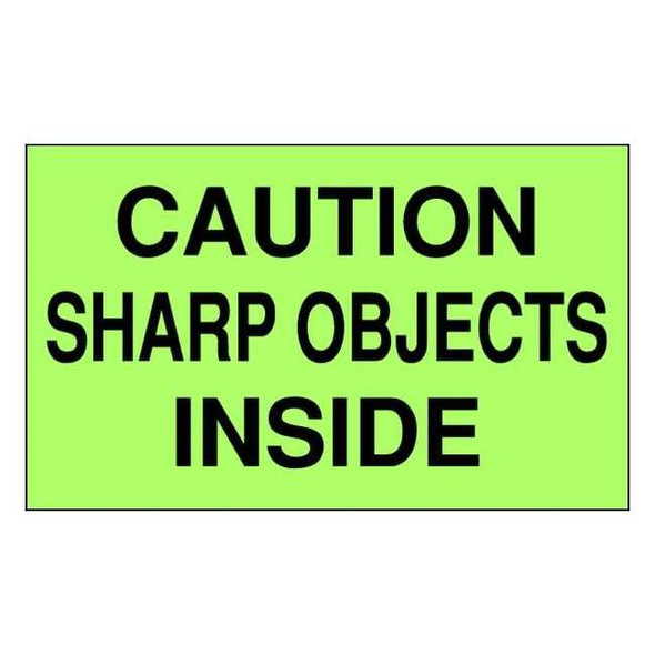 3" x 5" Adhesive Back Shipping Labels, Caution Sharp Objects Inside, Pk500