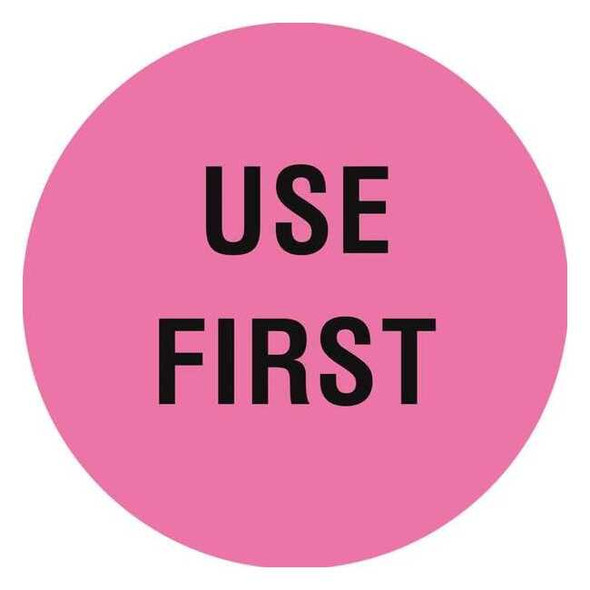Tapecase Circle Inventory Control Label, Use First, Pink, Pk1000 16U948