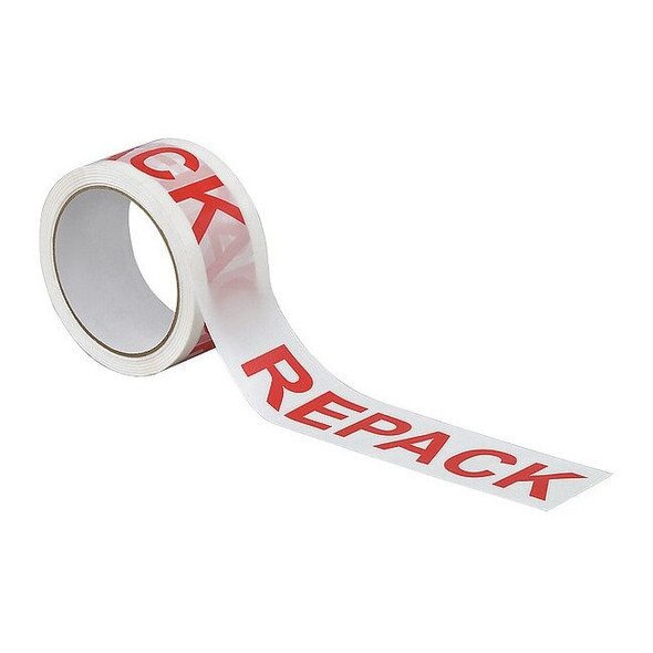 Preprinted Packing Tape, 1.9 mil Thick, 2 in W x 55 yd L, 3 in Core Dia., White