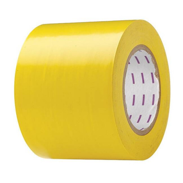 Floor Marking Tape, vinyl, Solid, Yellow, 4 in W., 5 mil Thickness
