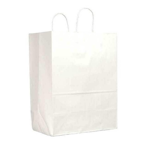 Sup R Mart White Shopping Bag Flat Bottom, Twist Handles, Pk250