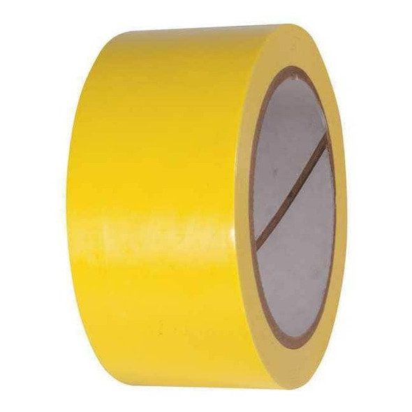 Floor Marking Tape, vinyl, Solid, Yellow, 2 in W., 2.4 mil Thickness