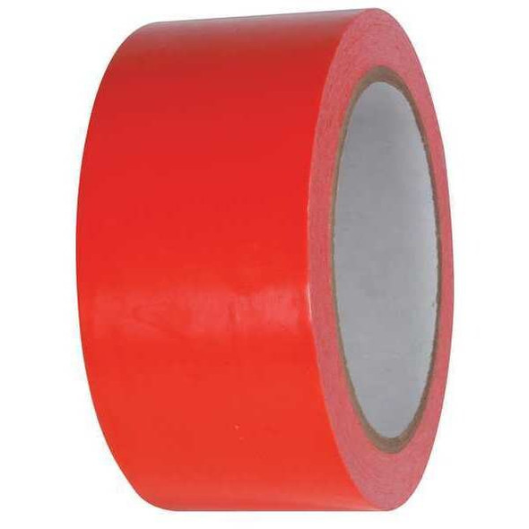 Floor Marking Tape, vinyl, No Legend, Red, 2 in W., 2.4 mil Thickness